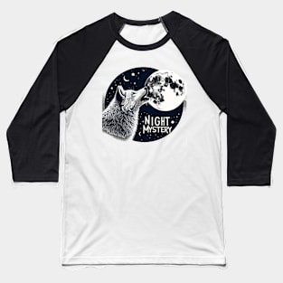 Moonlit Serenade - Wolf and Moon Artwork Baseball T-Shirt